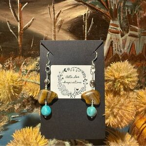 Tigers Eye, Turquoise & Sterling Silver Drop Earrings by Alta Lee Inspirations
